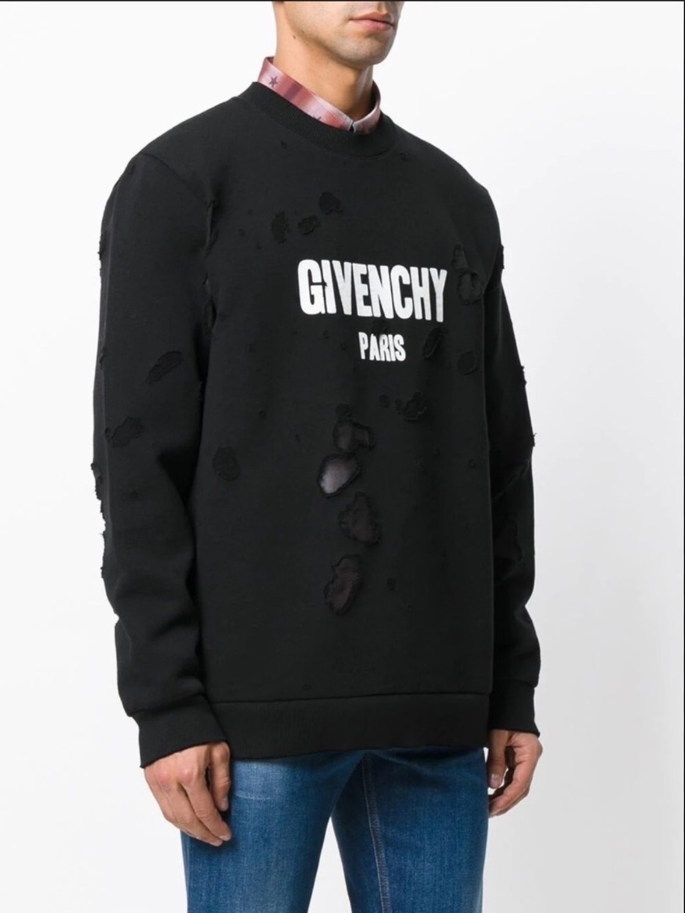 GIVENCHY PARIS Destroyed Distressed 
Sweatshirt Men’s Size Large